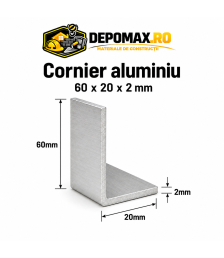 Cornier aluminiu 60 x 20 x 2 mm, 6 metri (EN AW-6060)